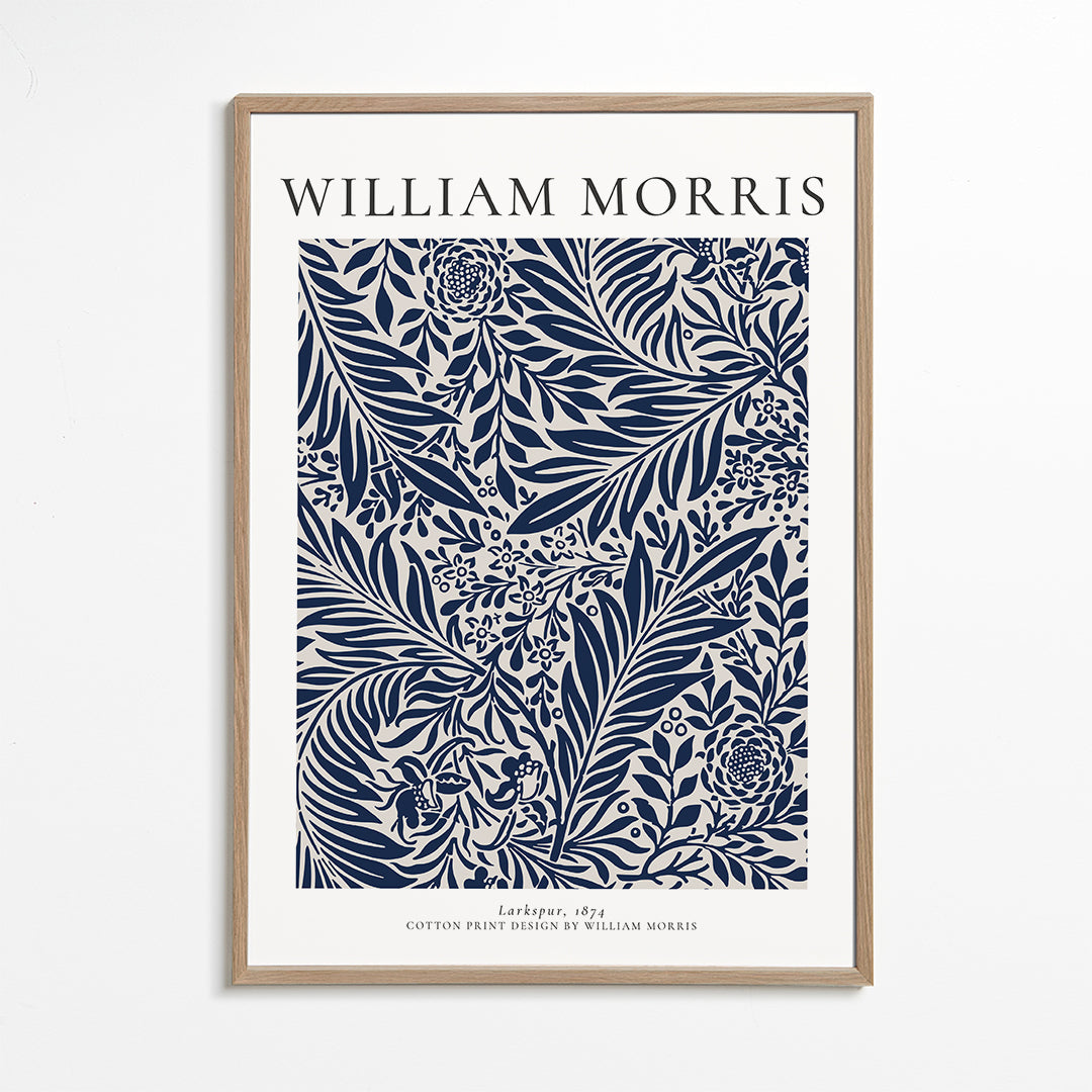 Botanický plakát William Morris Larkspur modrý