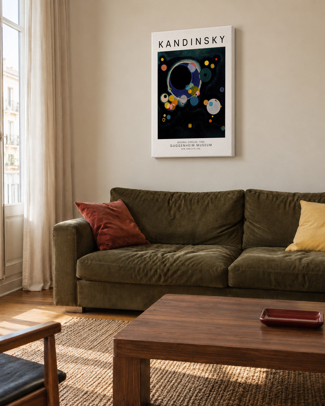 Wassily Kandinsky SEVERAL CIRCLES, 1926 - Unframed canvas in an interior