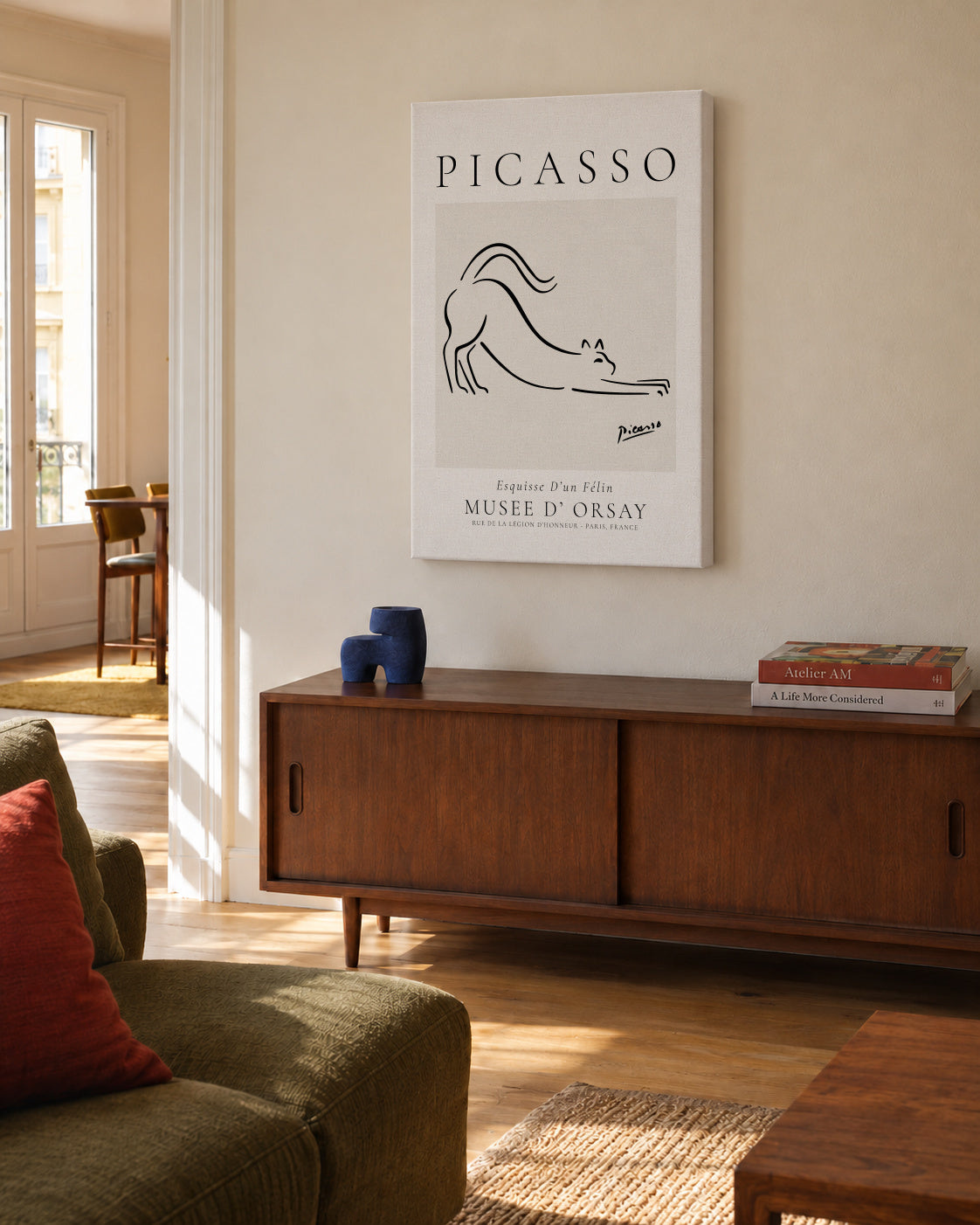 Pablo Picasso Animals Drawings the cat Esquisse D’un Félin - Unframed canvas in an interior
