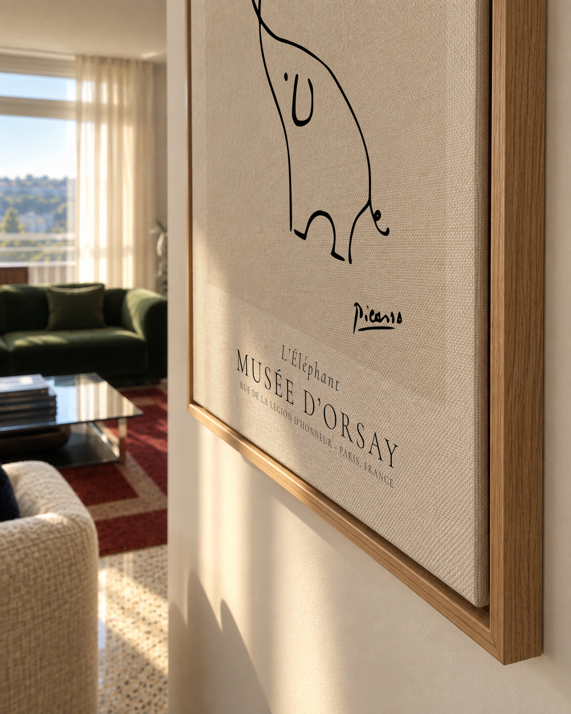 Pablo Picasso Animals Drawings the elephant - Framed canvas detail