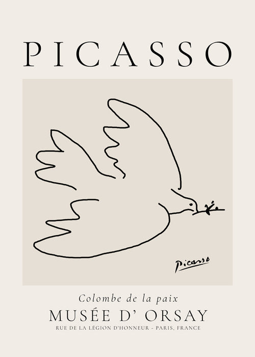 Picassova holubice minimalistický liniový kresba