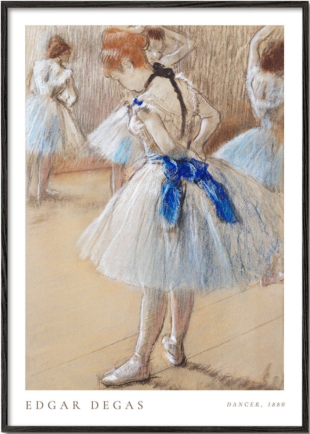 Ilustrace baletky s modrou stuhou