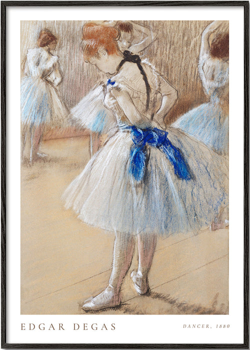 Ilustrace baletky s modrou stuhou