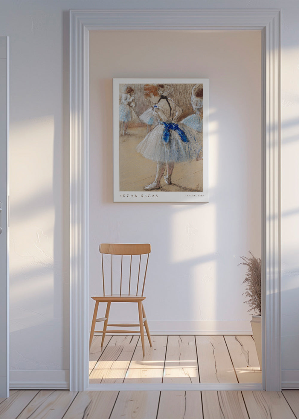 Ilustrace baletky s modrou stuhou