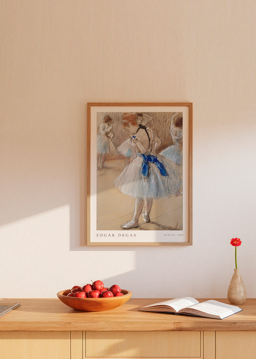 Ilustrace baletky s modrou stuhou
