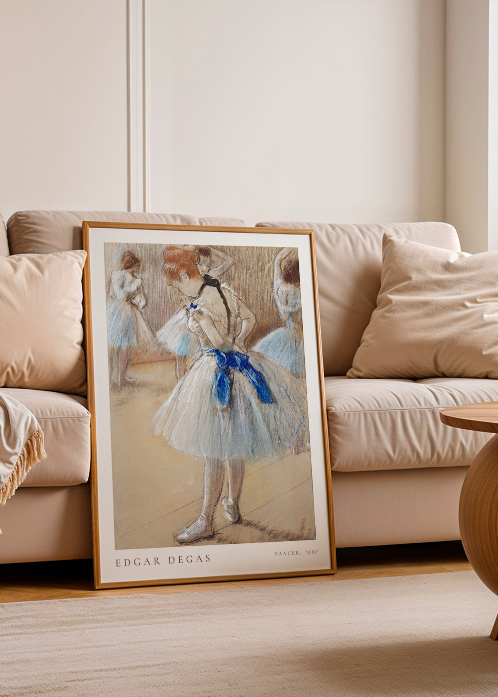Ilustrace baletky s modrou stuhou