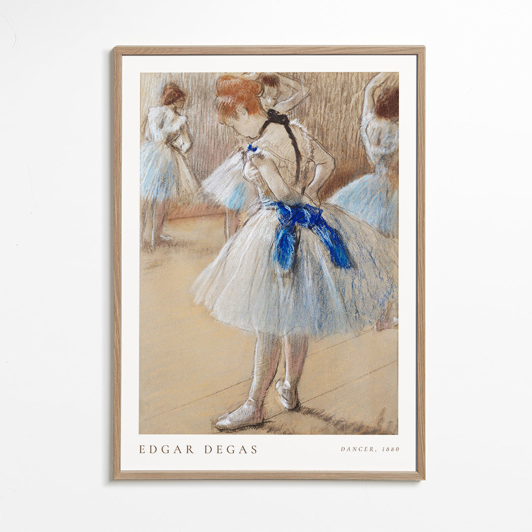 Ilustrace baletky s modrou stuhou