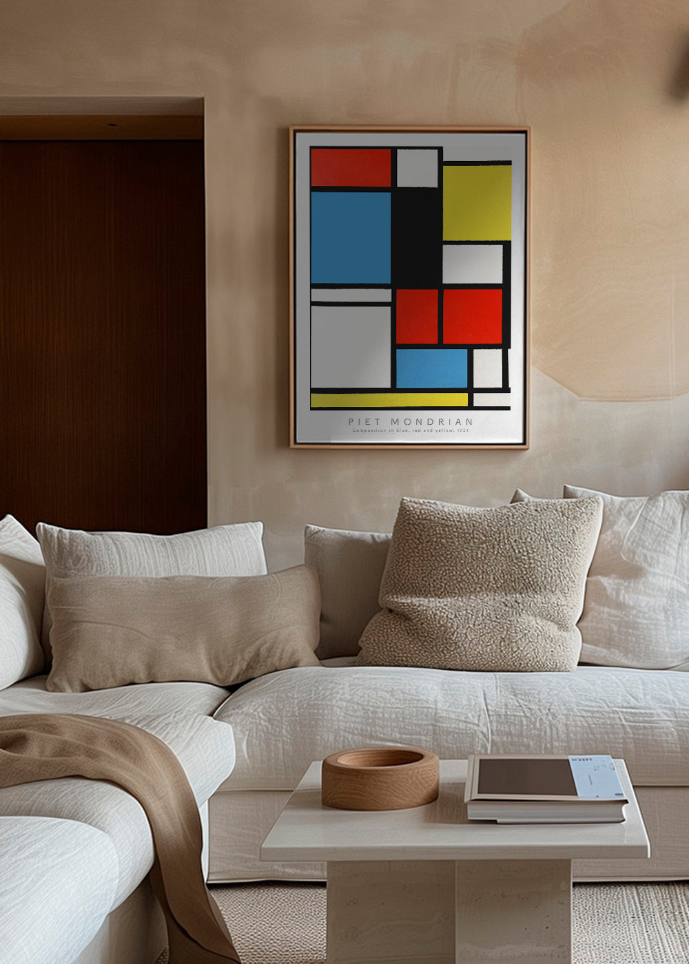 Geometrický obraz Mondrian v primárních barvách