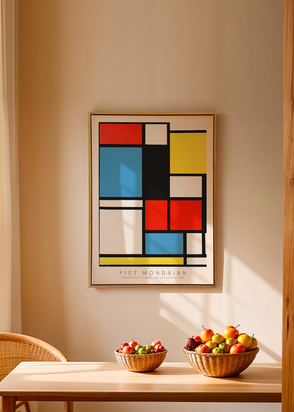 Geometrický obraz Mondrian v primárních barvách