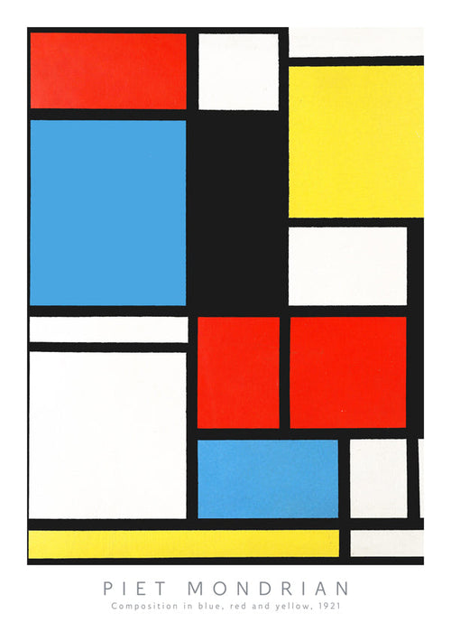 Geometrický obraz Mondrian v primárních barvách