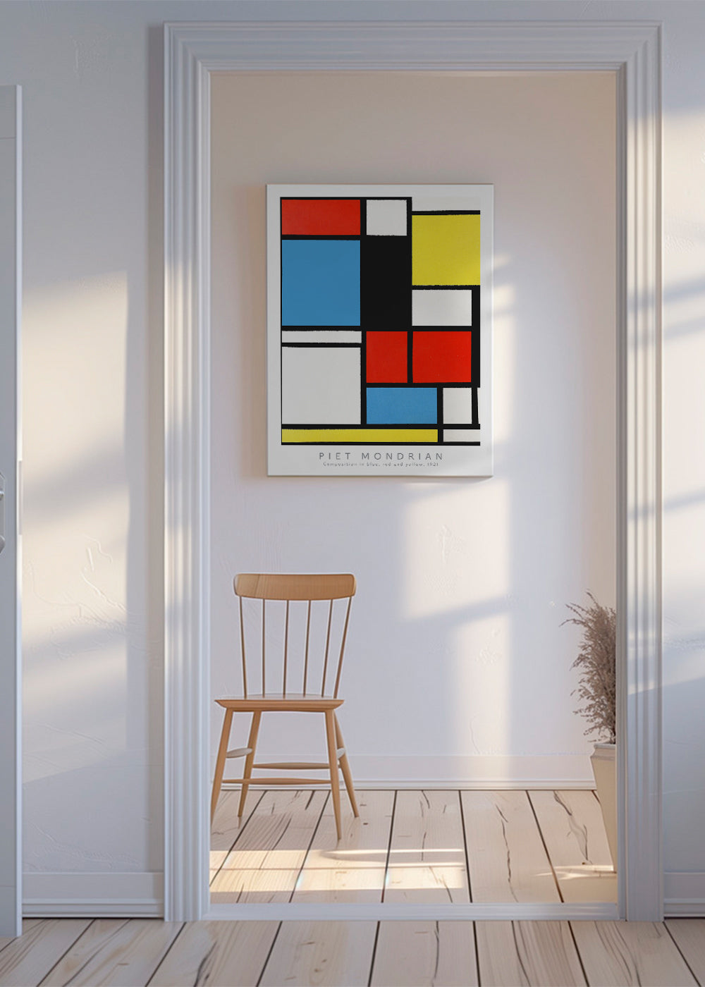 Geometrický obraz Mondrian v primárních barvách