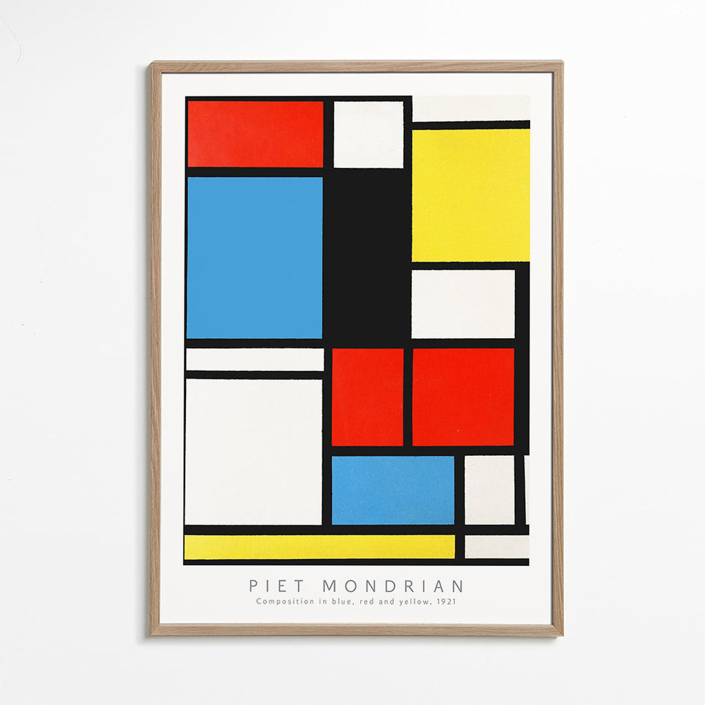 Geometrický obraz Mondrian v primárních barvách