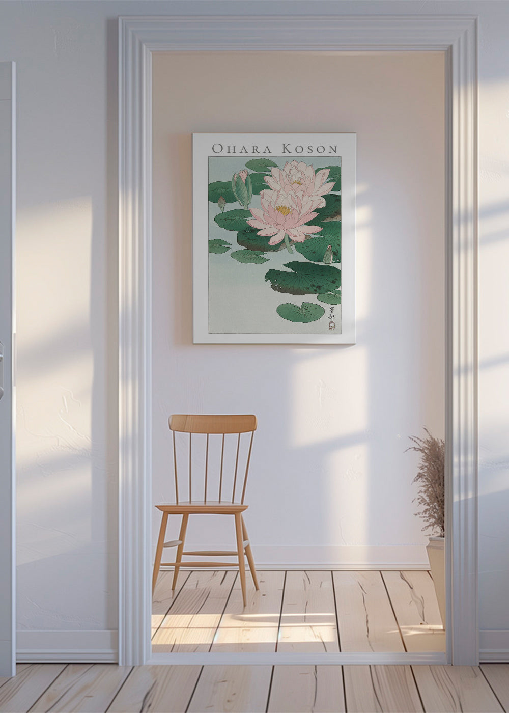 Botanický tisk s lekníny v japonském stylu