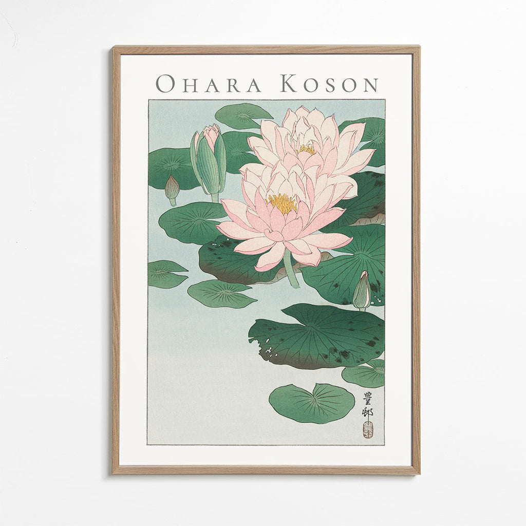 Botanický tisk s lekníny v japonském stylu