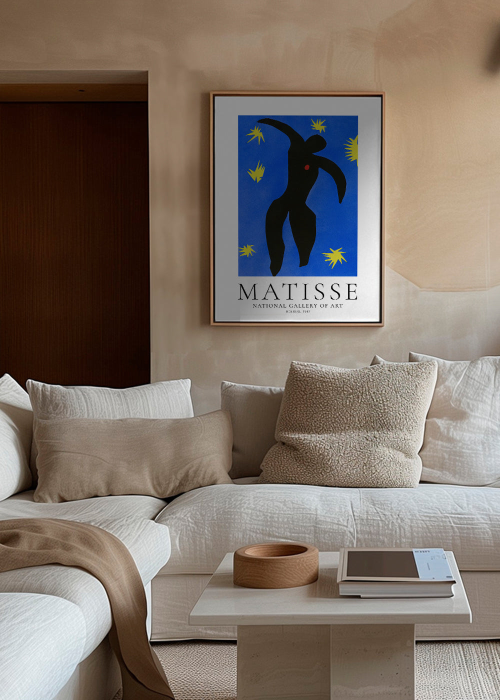Ilustrace Matisse Icarus na modrém pozadí