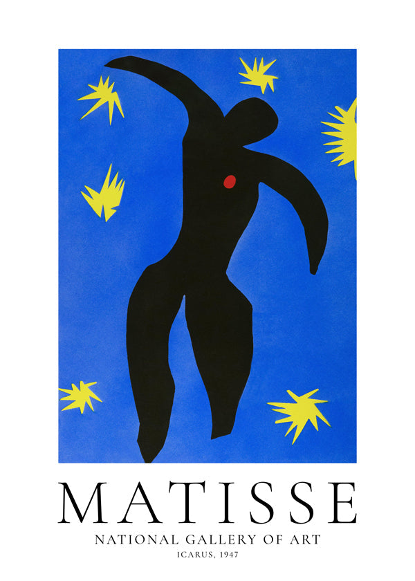Ilustrace Matisse Icarus na modrém pozadí