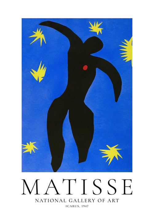 Ilustrace Matisse Icarus na modrém pozadí