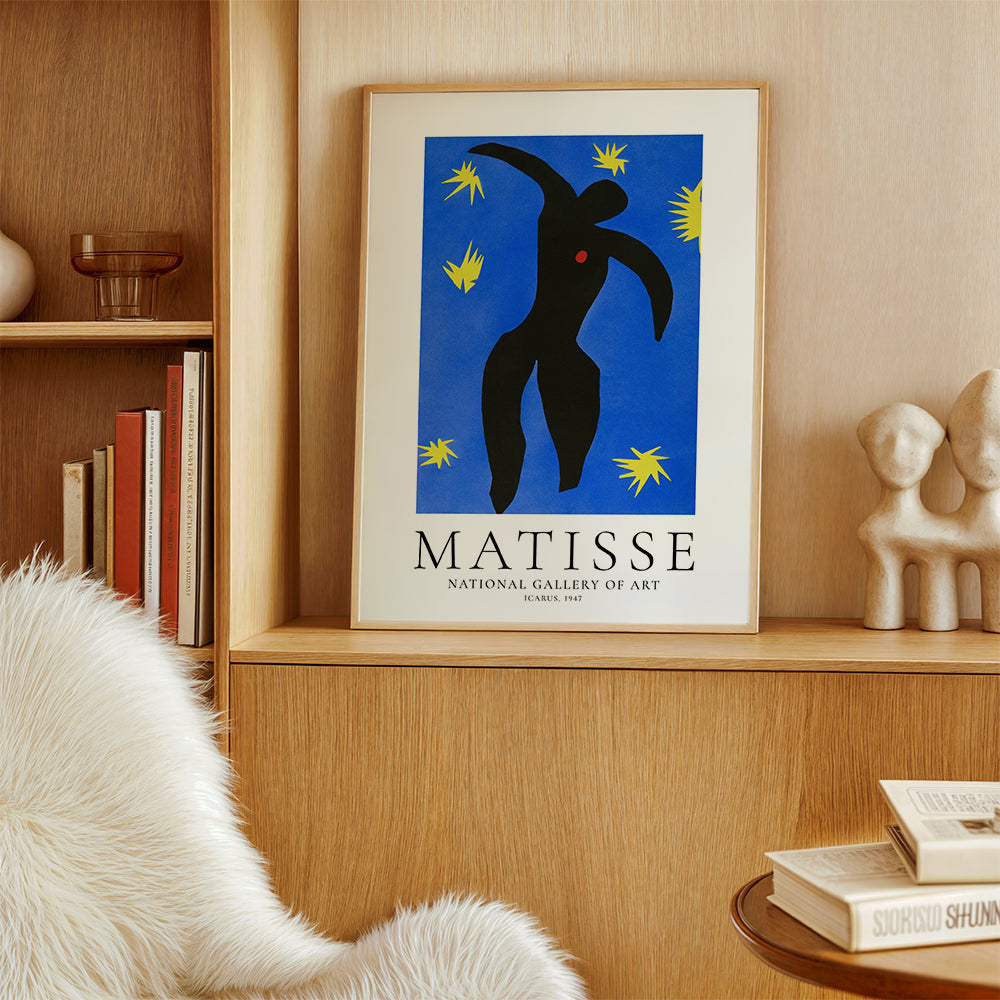 Ilustrace Matisse Icarus na modrém pozadí