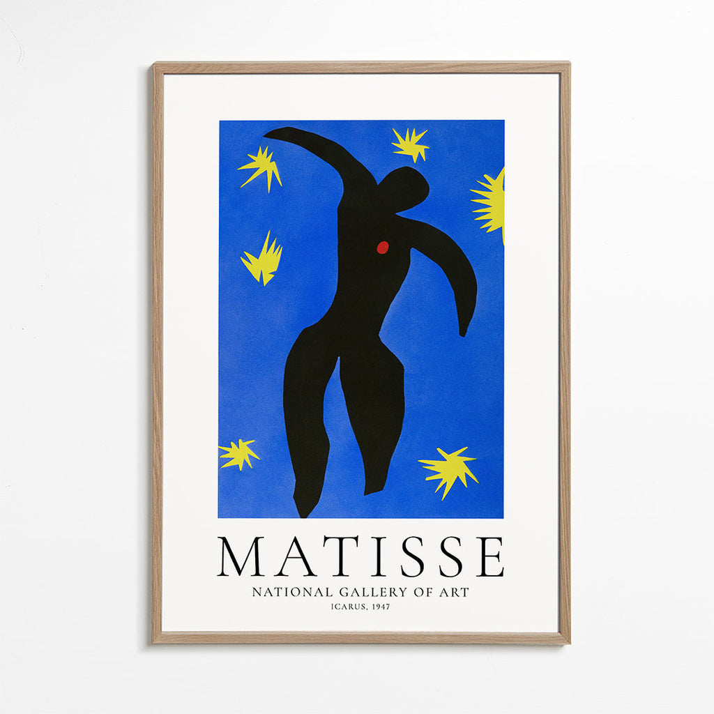 Ilustrace Matisse Icarus na modrém pozadí