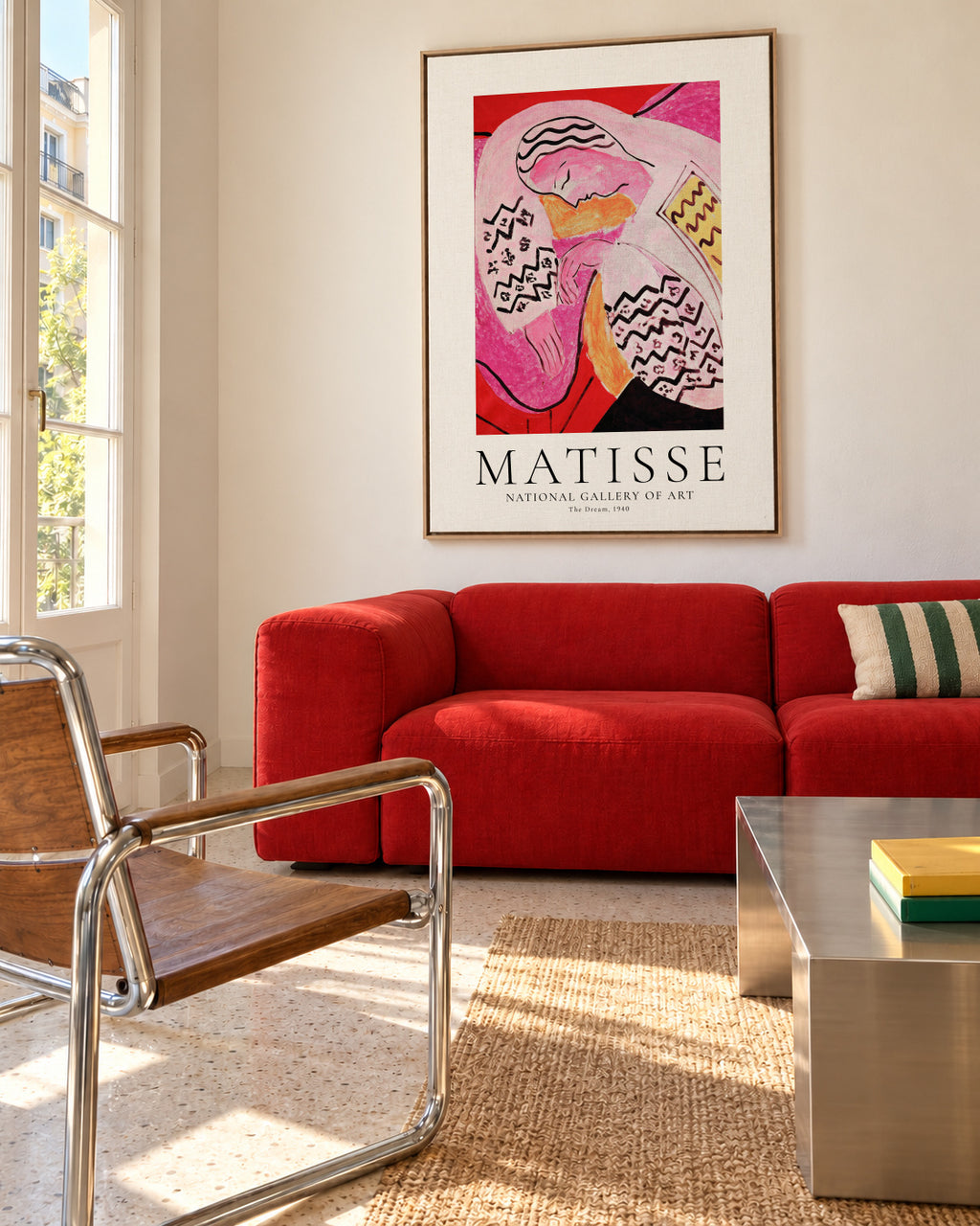 Henri Matisse The Dream, 1940 - Framed canvas in an interior