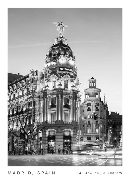 Obraz do kuchyně Madrid Metropolis černobílý