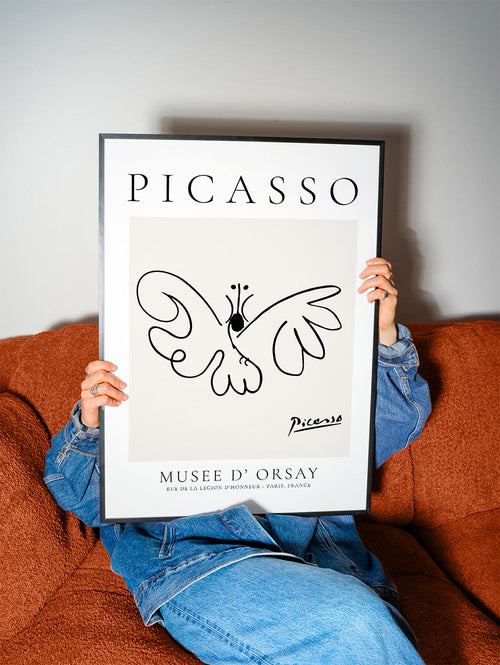 Obraz motýl čárový kreslený ve stylu Picassa