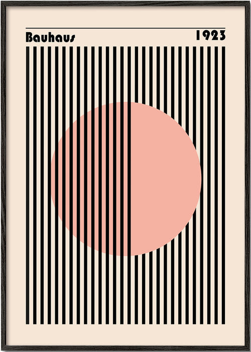 Geometrický obraz růžový kruh Bauhaus