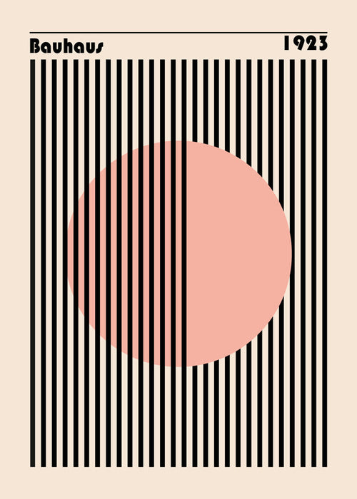 Geometrický obraz růžový kruh Bauhaus
