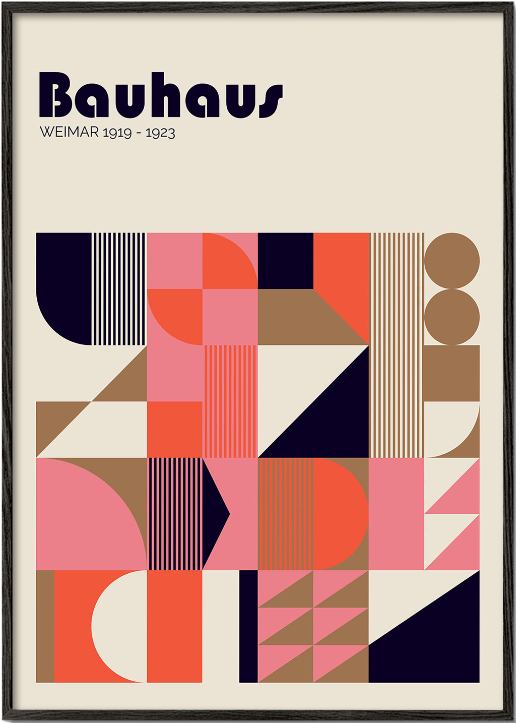 Geometrický Bauhaus plakát korálové a růžové
