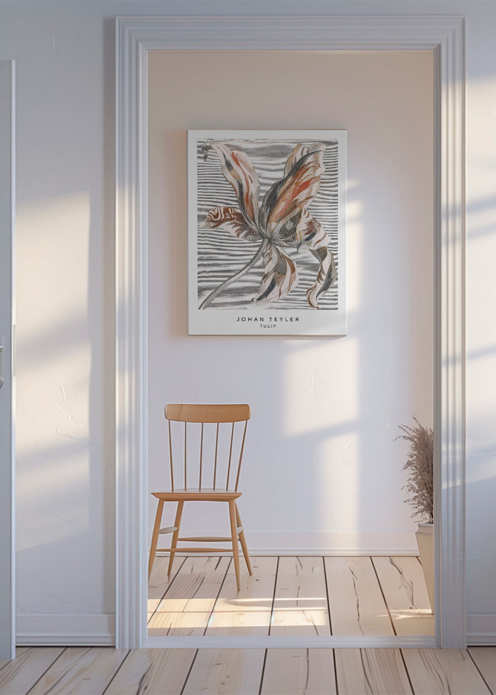 Botanický plakát: skica tulipánu