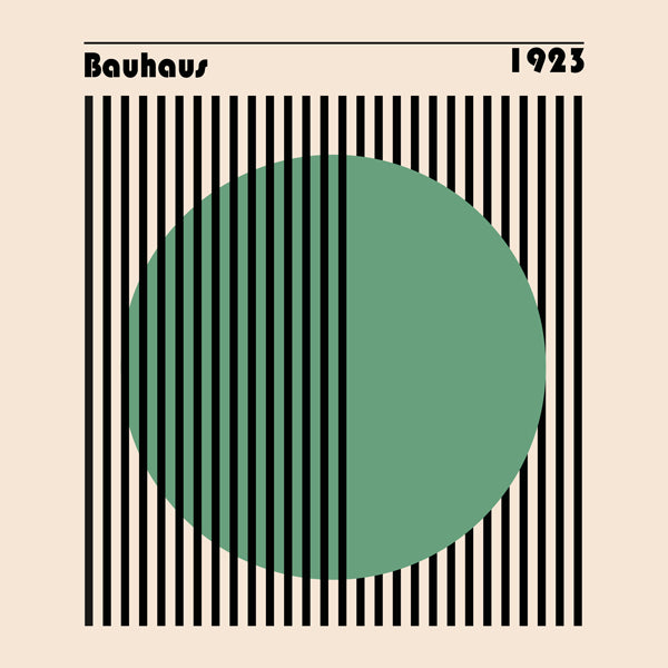 Geometrický obraz Bauhaus se zeleným kruhem