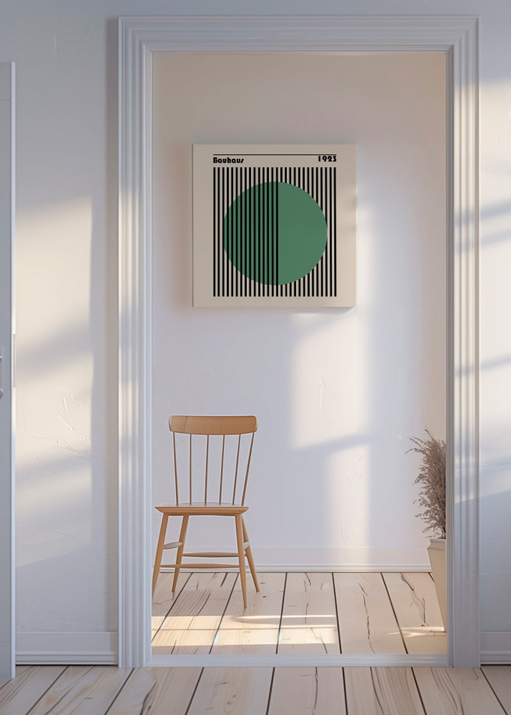 Geometrický obraz Bauhaus se zeleným kruhem