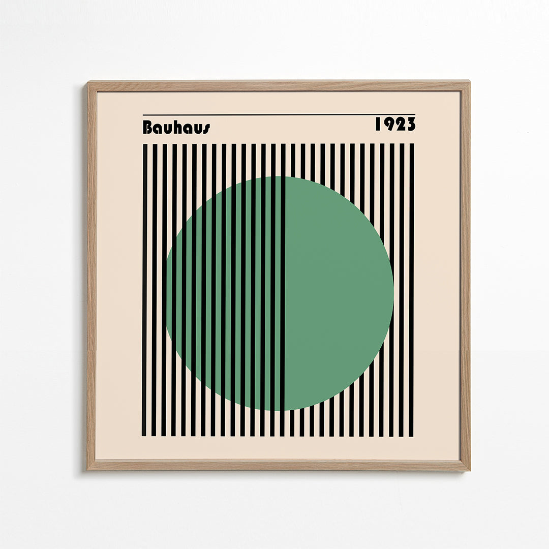 Geometrický obraz Bauhaus se zeleným kruhem