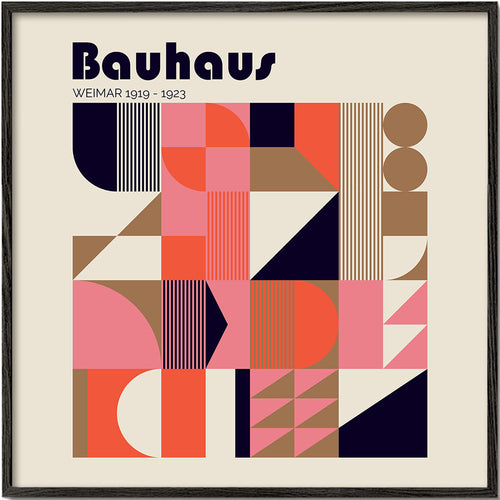 Geometrický plakát Bauhaus korál a béžová
