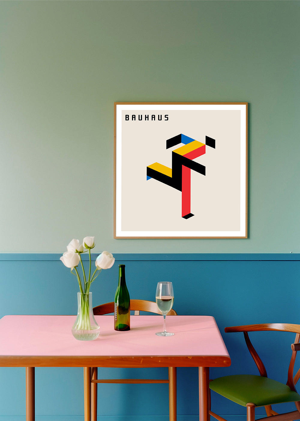 Geometrický obraz Bauhaus s izometrickými bloky