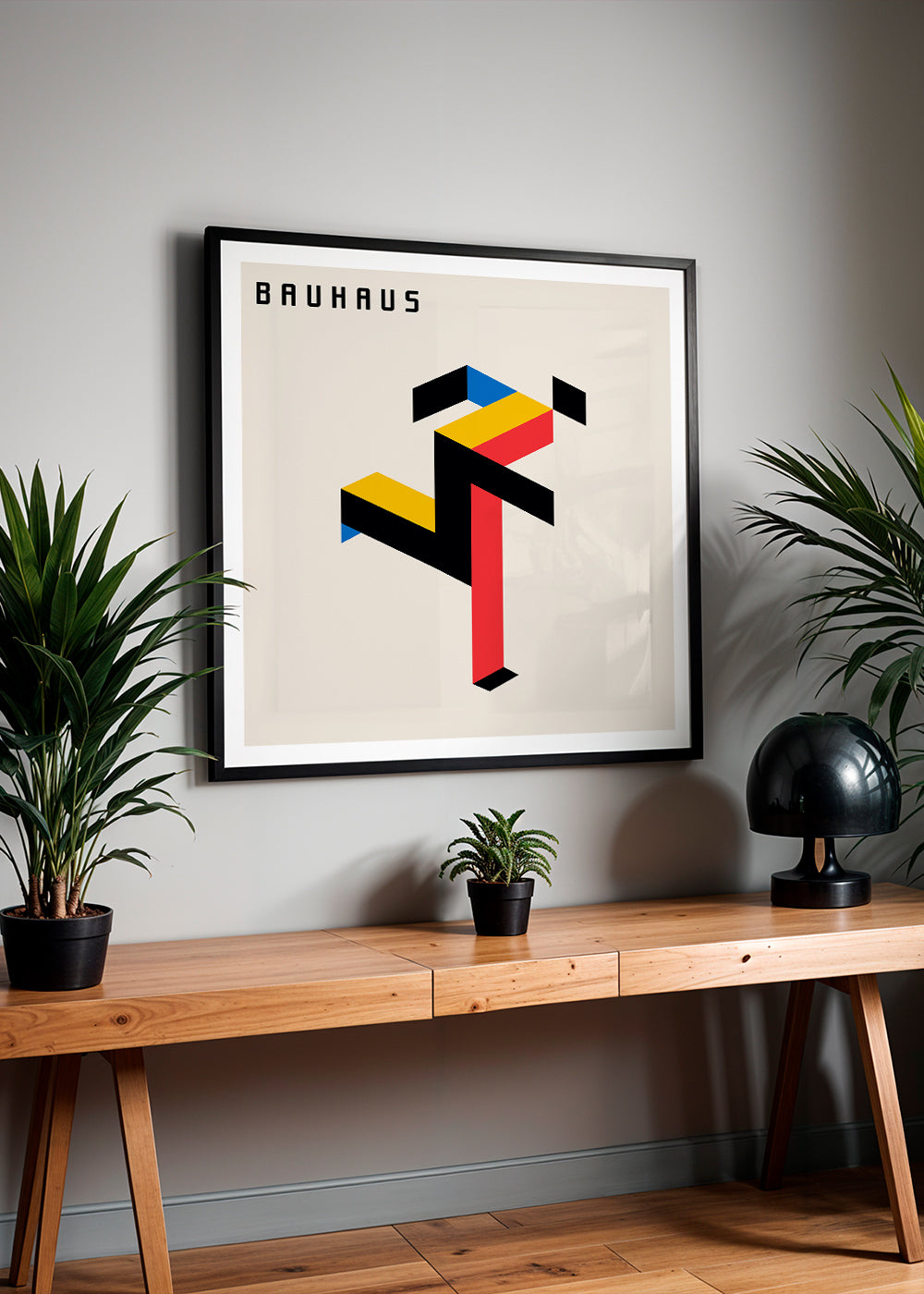 Geometrický obraz Bauhaus s izometrickými bloky