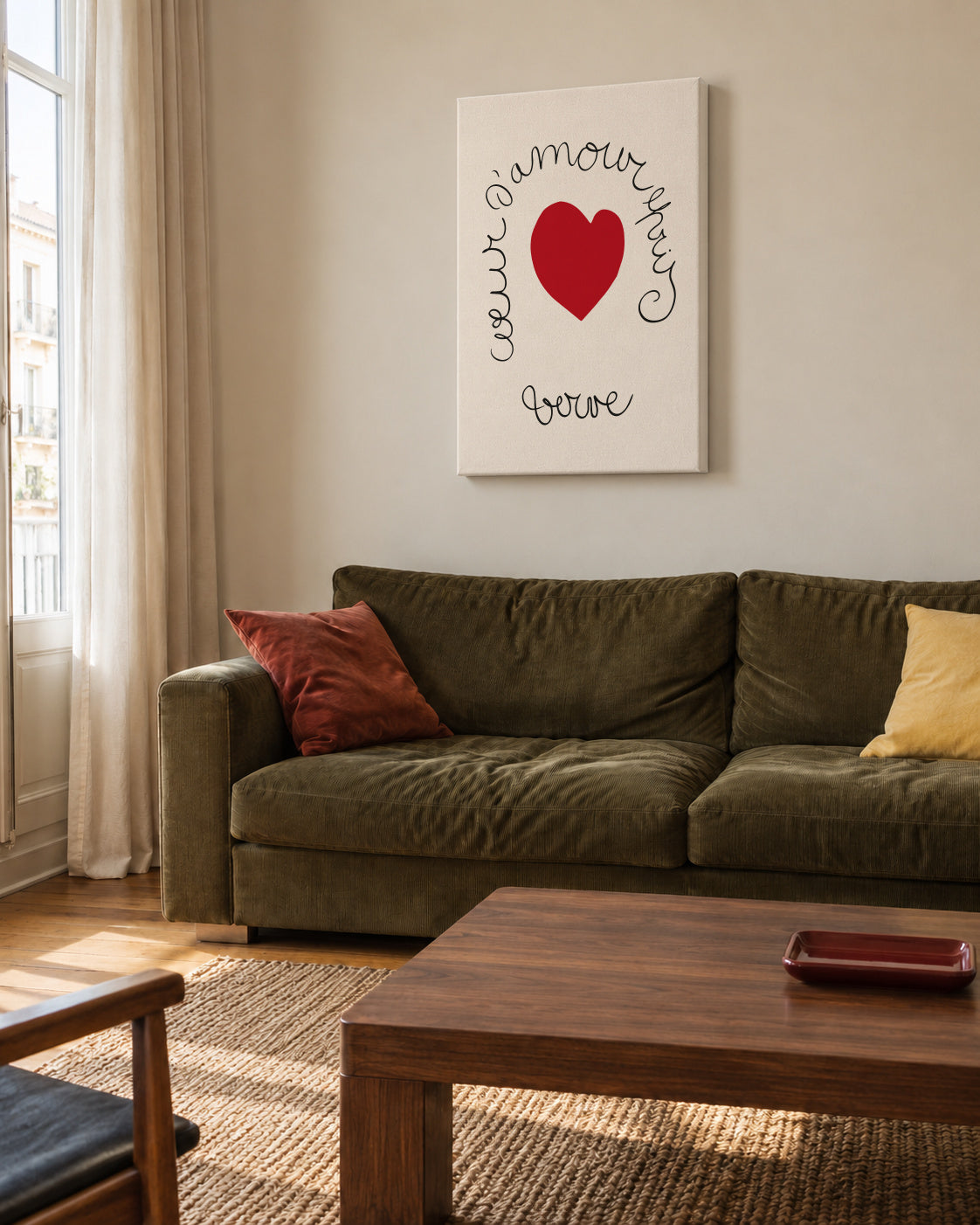 Henri Matisse "Coeur d'Amour Epris - Verve" love print - Unframed canvas in an interior