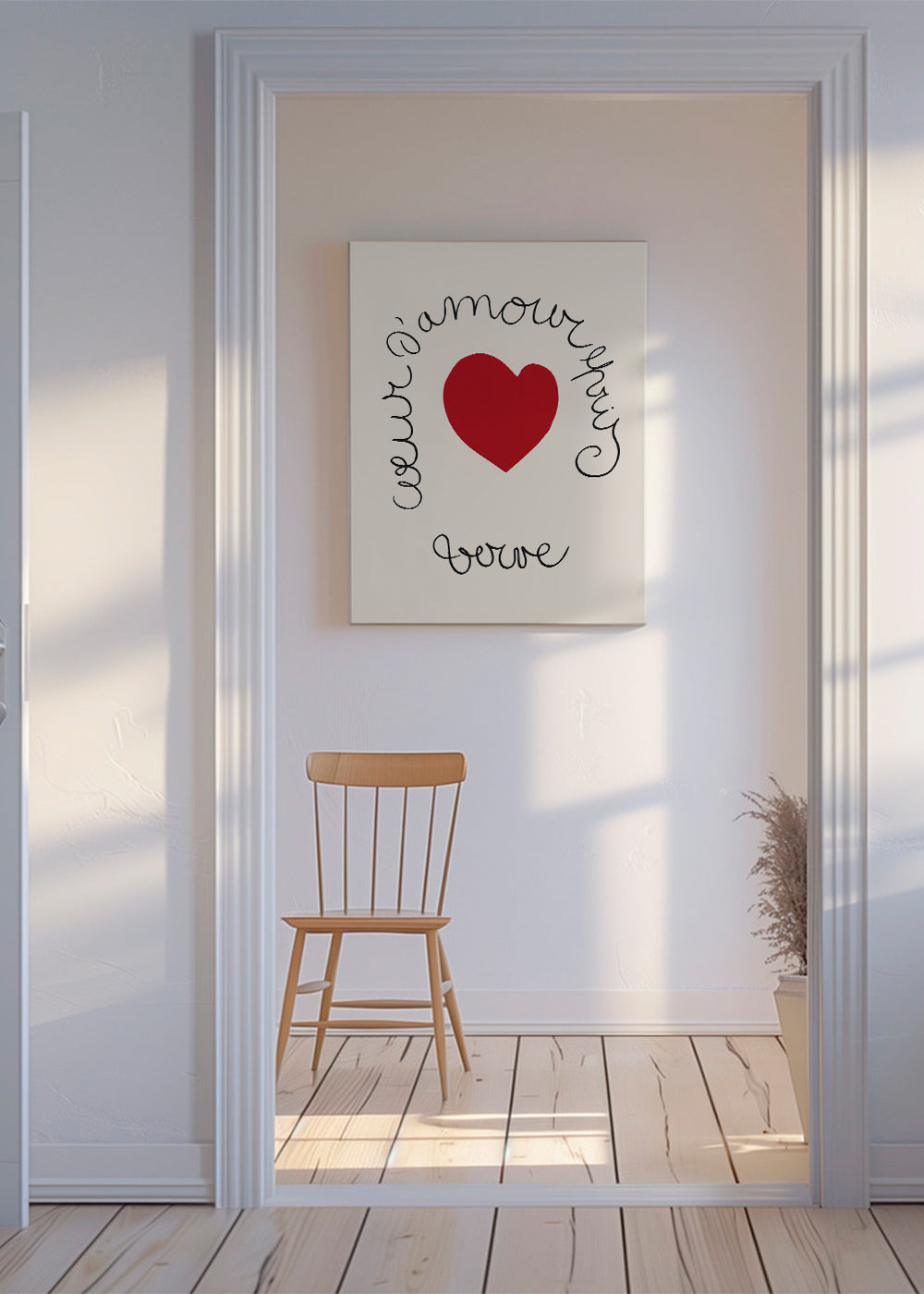 Ilustrace červeného srdce se zahnutým letteringem