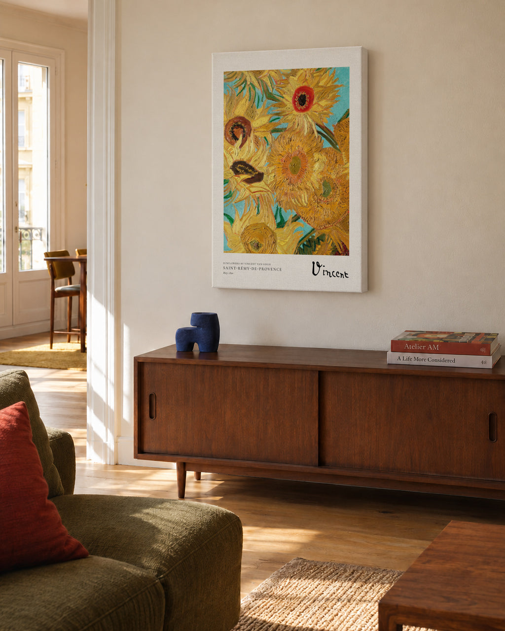 Sunflowers by Vincent van Gogh - Unframed canvas in an interior