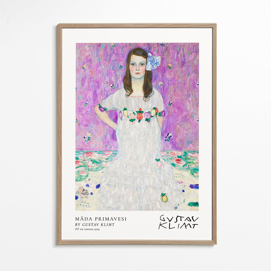 Ilustrace dívky v bílých šatech s květinovým věncem