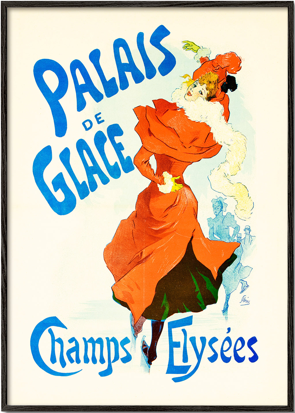 Vintage plakát Palais de Glace krasobruslařka v červené