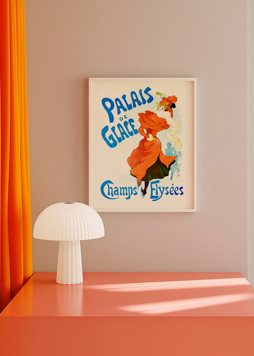 Vintage plakát Palais de Glace krasobruslařka v červené