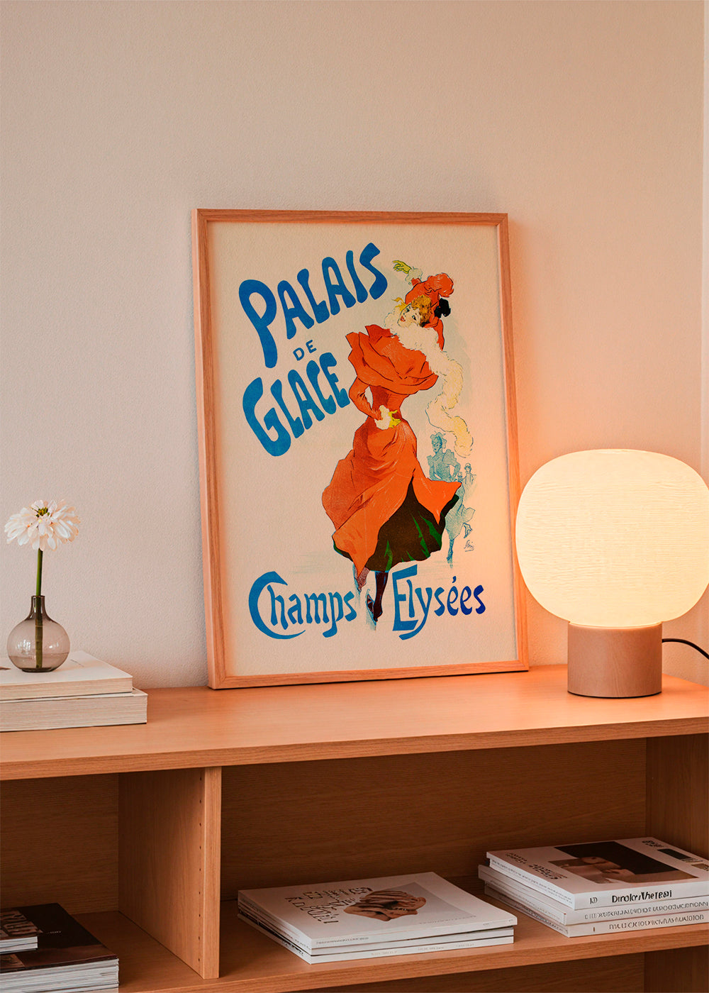 Vintage plakát Palais de Glace krasobruslařka v červené