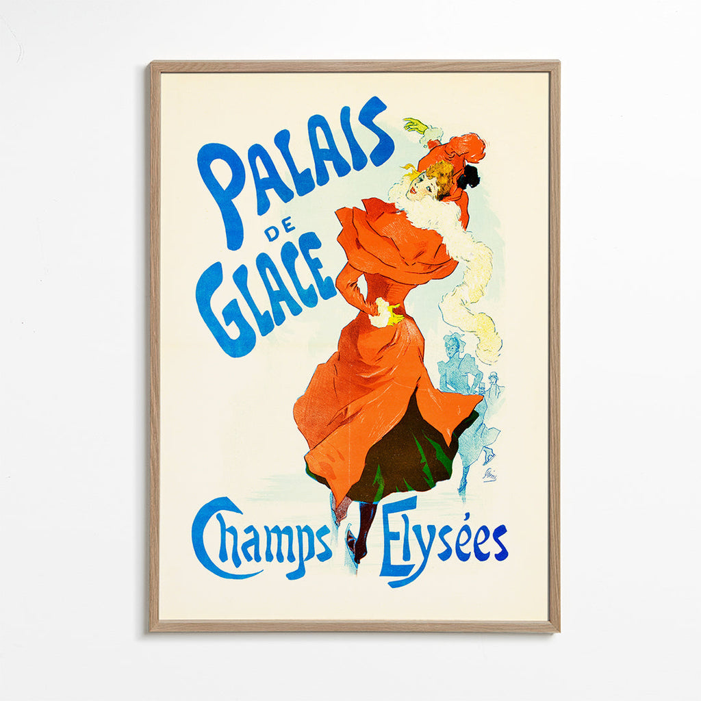 Vintage plakát Palais de Glace krasobruslařka v červené