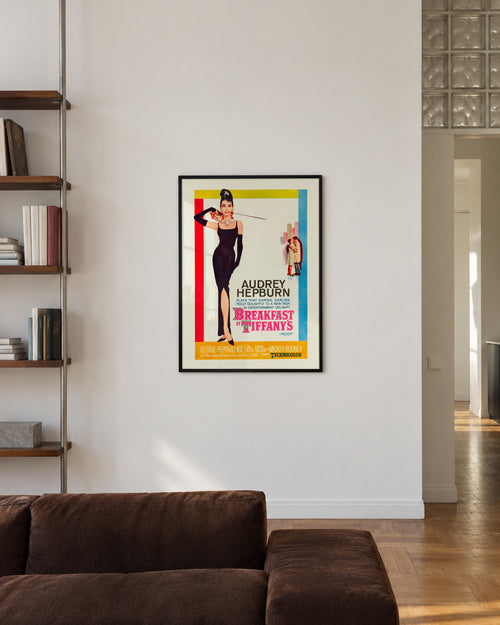 Audrey Hepburn Breakfast at Tiffanys 1961 film poster - Framed poster in an interior