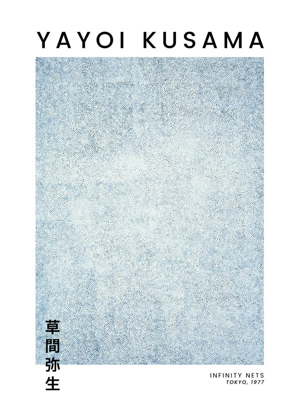 Minimalistický plakát s modrou tečkovanou texturou