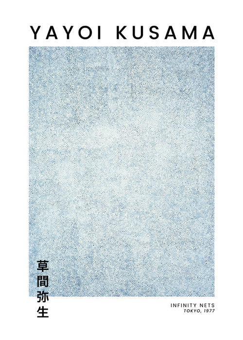 Minimalistický plakát s modrou tečkovanou texturou