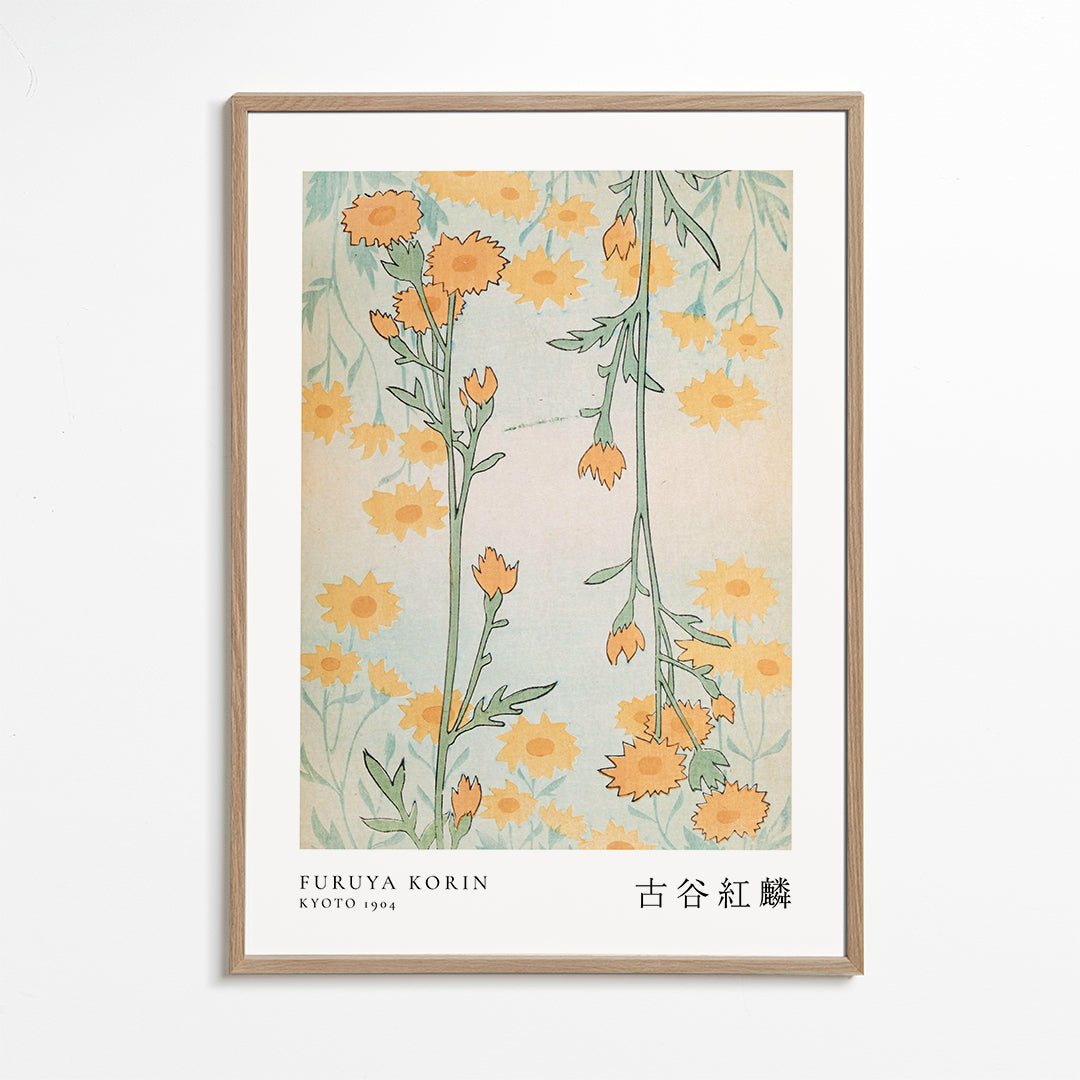 Botanický tisk japonských žlutých květin