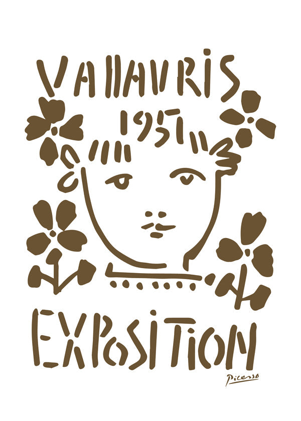 Vintage plakát Vallauris 1951 obličej a květy