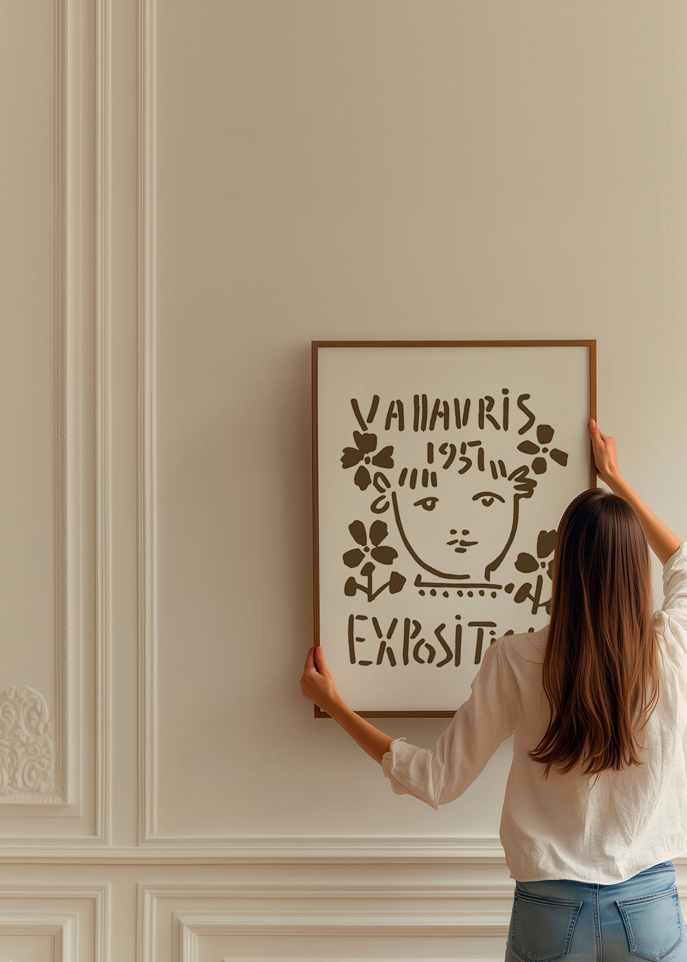 Vintage plakát Vallauris 1951 obličej a květy